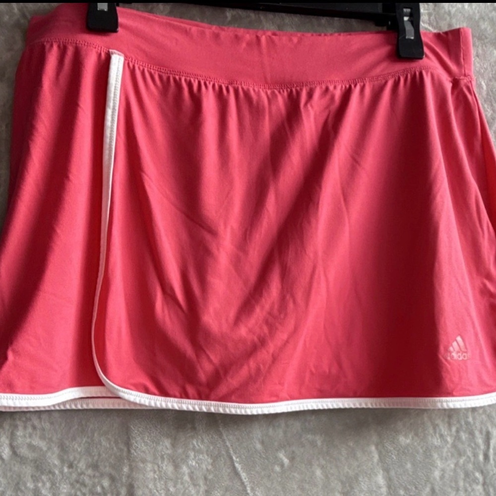 adidas‎ Women's Coral Pink Athletic Skort with White Trim